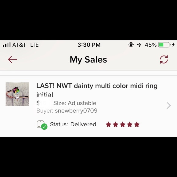 LAST! NWT dainty multi color midi ring initial - Picture 2 of 5